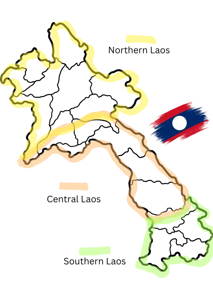 regions of laos map