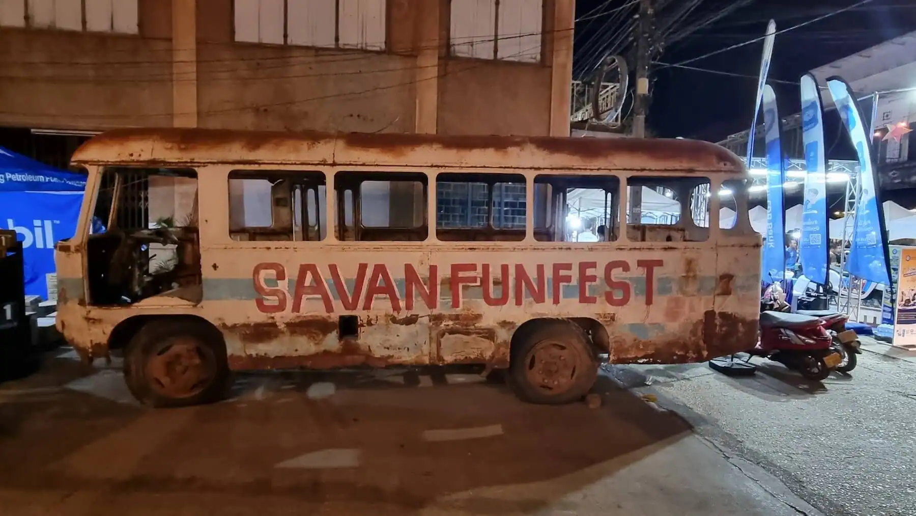 savanfunfest bus festival in savannakhet