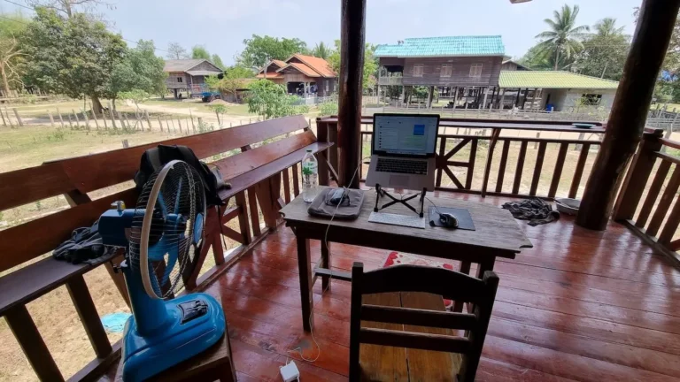 remote-office-setup rural-village-laos-good-internet-speed