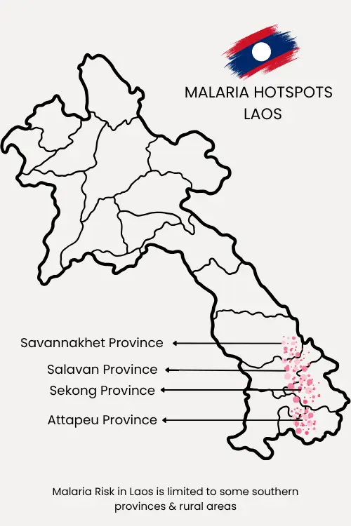 map of malaria hotspots in laos