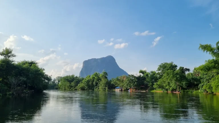limestone views behind nam lik river in mueang feuang