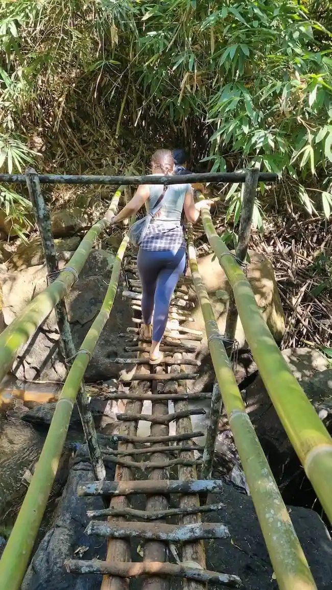 bamboo bridge jungle trail to rock camping tad tayicseua