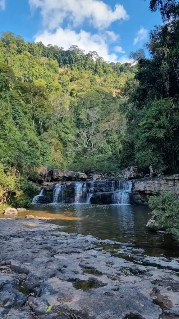 small waterfall on the way to xieng lue waterfall