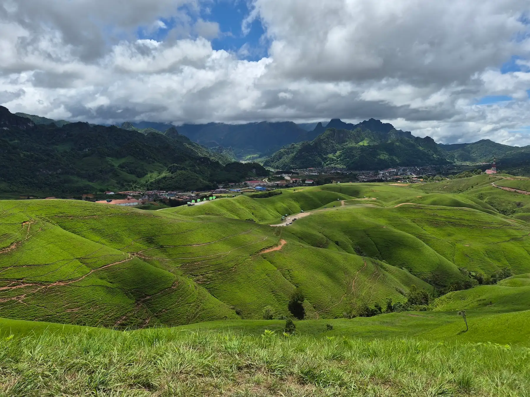 View of Anouvong and the surrounding mountains from Phou Hua Lon in Xaysomboun Province